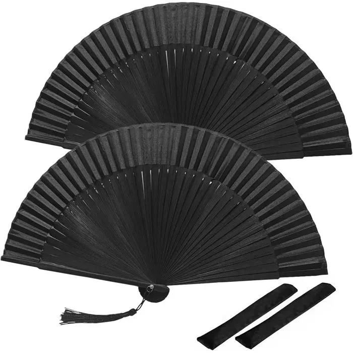 2 Pièces Ventilateur Pliant Éventail Pliable Ventilateur en Bambou Chinois Éventail Ventilateur pour Danse Cadeaux de Mariage