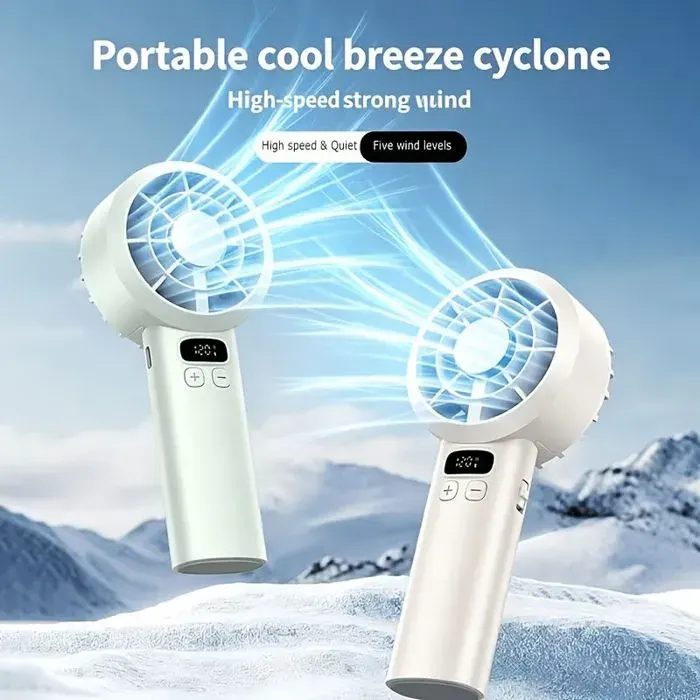 2 pièces ventilateur Portable 120 vitesses avec écran LED USB Rechargeable pour extérieur et maisonChampagne vert