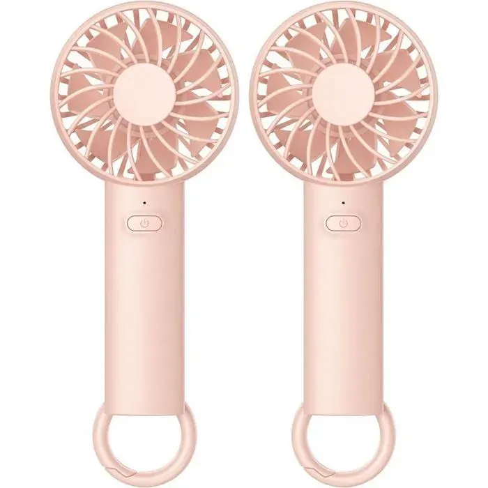 2 pièces ventilateur Portable Rechargeable USB 3 vitesses mini pour extérieur et maisonRose
