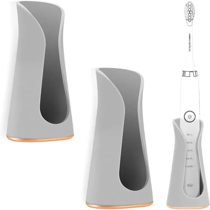 2 Supports Muraux pour Brosse à Dents Électrique Sans Trace Gris