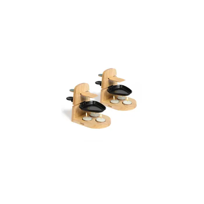 2 Supports Raclette à la bougies Livoo 2 personnes Beige (support bois)
