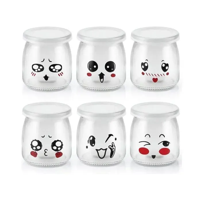 200 ML/136 GR Pot Yaourt 6 Pots Yaourts avec Couvercle Pot en Verre pour Yaourt Maison Desserts Maison Overnight Mul YAOURTIERE