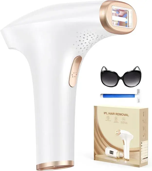 2023 Amélioration Épilateur Lumière PulséeIPL Laser 999900 Flashes avec 9 Niveaux et 3 Fonctions-HR/SC/RA pour Femme et Homme