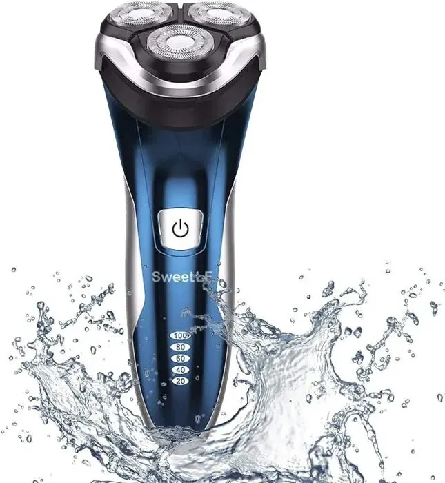 [2024 New] Rasoir Electrique Homme Rechargeable avec Tondeuse Barbe IPX7 Etanche Technologie Wet&Dry avec 4D Têtes Rotatives