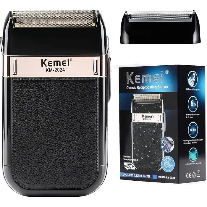 2024 Rasoir Électrique Sans Fil et Rechargeable pour Hommes Idéal pour les VoyagesShaver Humide et Secpour Couper Noir