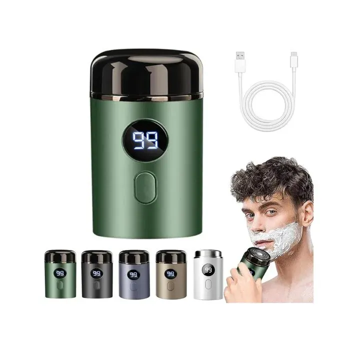 2025 Nouveau Easy Rasoir Mini Rasoir Electrique Homme Rasoir électrique Portable voyage Étanchéité IPX7 Wet Dry sans Fil (Vert)