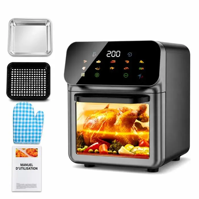 2026 nouveau air friteuse maison multifonction grande capacité four électrique écran tactile vidéo friteuse éleGris