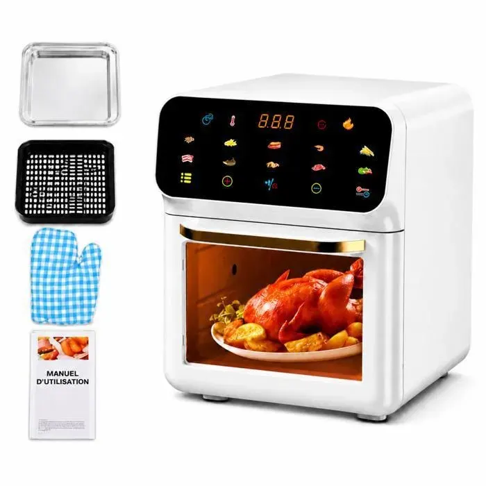 2026 nouveau air friteuse maison multifonction grande capacité four électrique écran tactile vidéo friteuse éleBlanc