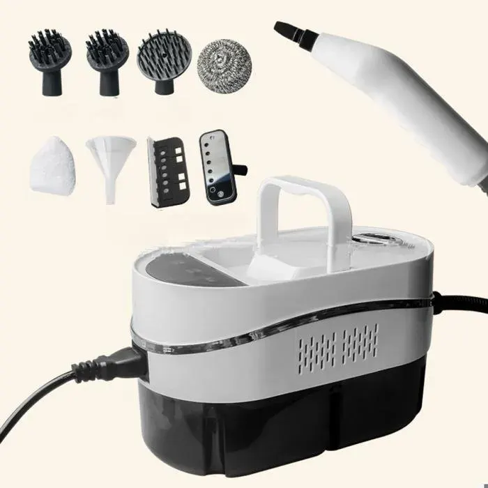 220V Nettoyeur Vapeur Portatif Haute Pression Réservoir 1.2L Multifonction pour la Maison et la Climatisation Design Blanc