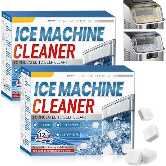 24pc Nettoyants pour Machine à GlaçonsTablettes de Nettoyage Très Efficaces pour Machines à GlaçonsProlongez la Durée de Vie