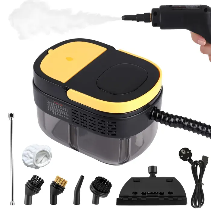 2500W Nettoyeur Vapeur avec Ecran DigitalNettoyeur Vapeur à Main avec 7 Têtes de Brosse Réglables sur 3 Niveaux pour