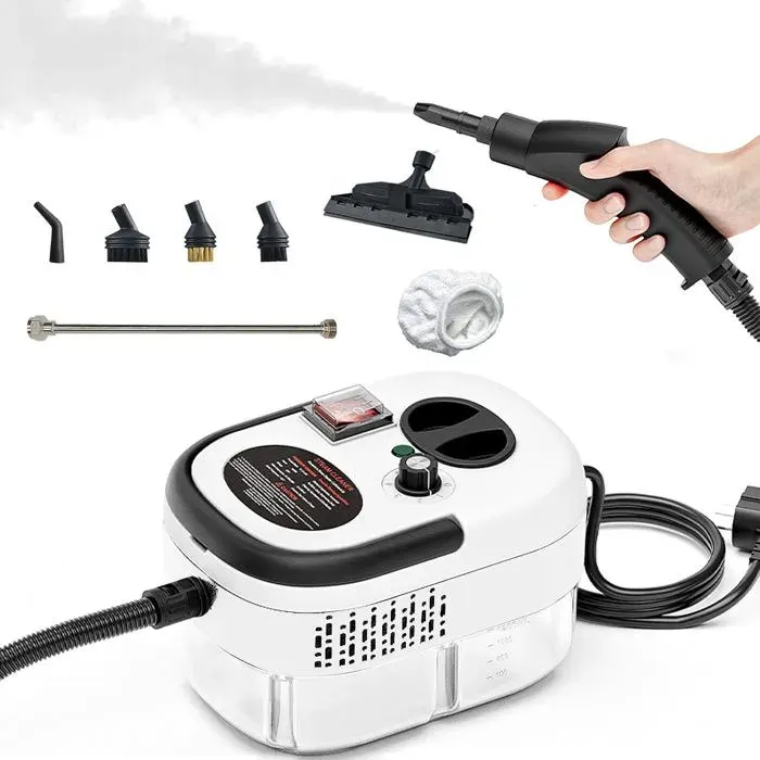 2500W Nettoyeur Vapeur Nettoyeur Vapeur électrique avec 5 Têtes de Brosse Réglables sur 6 Niveaux Nettoyeur Multifonction Vapeurde