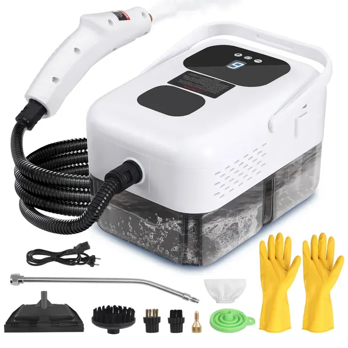 2500W Nettoyeur VapeurNettoyeur Vapeur Professionnel avec 3 Têtes de Brosse Réglables sur 1200ml Réservoir deau de Grande Capacité