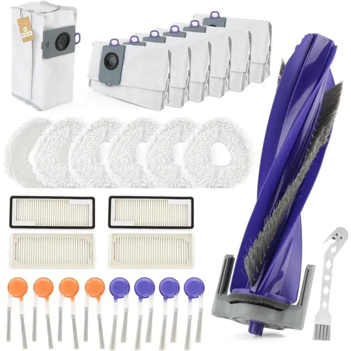 26pc pour Narwal Freo Z10/Freo Z10 Ultra Kit Daccessoires Rechange Aspirateur Robot avec 1 Brosses Principales6 Vadrouille