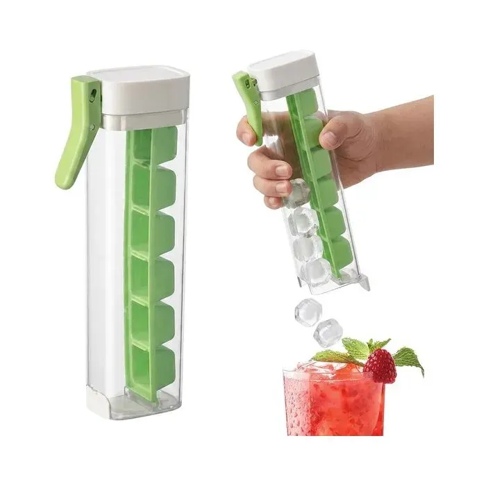 2pcs Machine à glaçons bac à glaçons avec poignée et mécanisme à poussoir pour une utilisation à une main idéale pour la maison