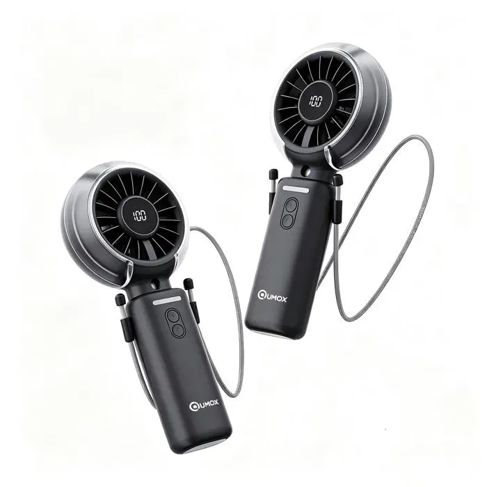 2pcs Mini Ventilateur Brumisateur Portable Rechargeable USB Pliable Affichage Numérique de Batterie 3 Vitesses Ventilateur de Poche