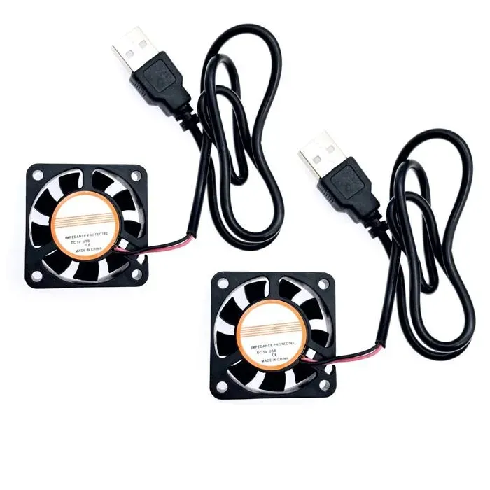 2x 40x40x10 mm DC 5V Mini ventilateurs refroidissement silencieux USB avec fils 4010 40 mm petit ventilateur à connecteur USB C