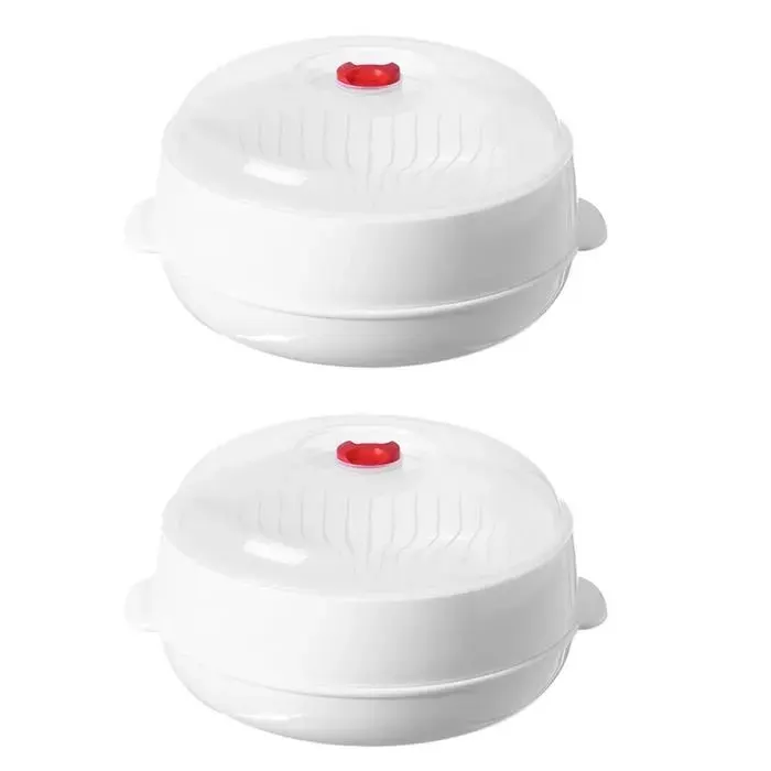 2X Cuiseur à Vapeur Dédié Au Four à -Ondes Pratique Cuisson Au Panier à la Vapeur de Haute Qualité