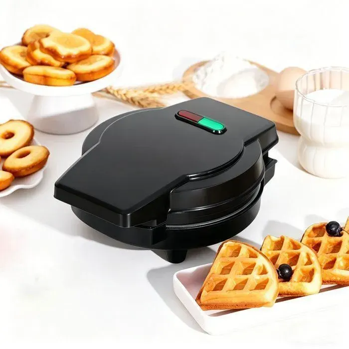 3-en-1 Appareil à Gaufres - remplaçables avec revêtement antiadhésif - Petits pains mignons - Noir