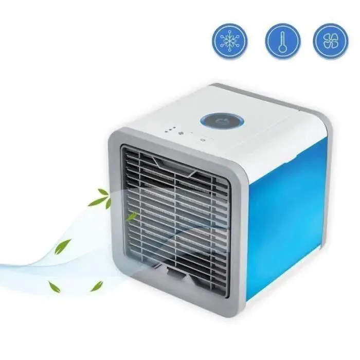 3 en 1 Mini Climatiseur Humidificateur Refroidisseur USB Ventilateur dair Froid Portable avec LED pour Maison Bureau Camping