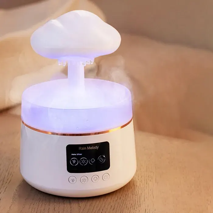 300Ml Champignon Pluie Nuage Humidificateur DAir Gouttes DEau Sons Veilleuses ColoréEs AromathéRapie Diffuseur DHuile