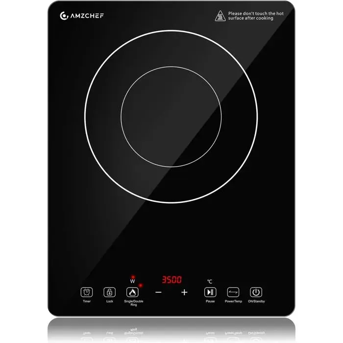 3500W Plaque À InductionPlaque Induction Portable Avec Double Anneau9 Niveaux De Puissance Et De TempératureVerrouillage De Séc
