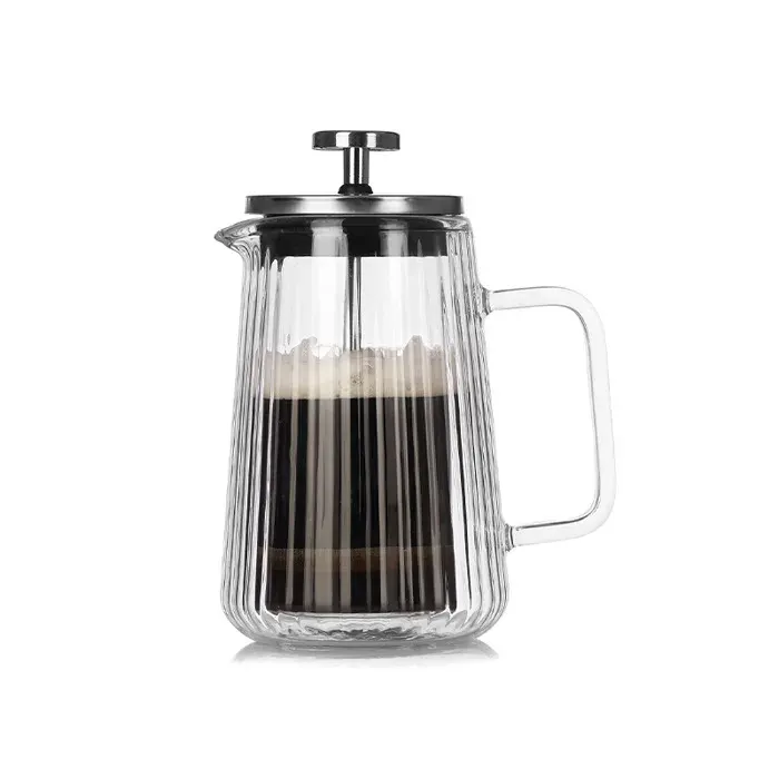 350mlCafetière piston double paroi en verre borosilicate filtre inox design vertical résistante à la chaleur thé café