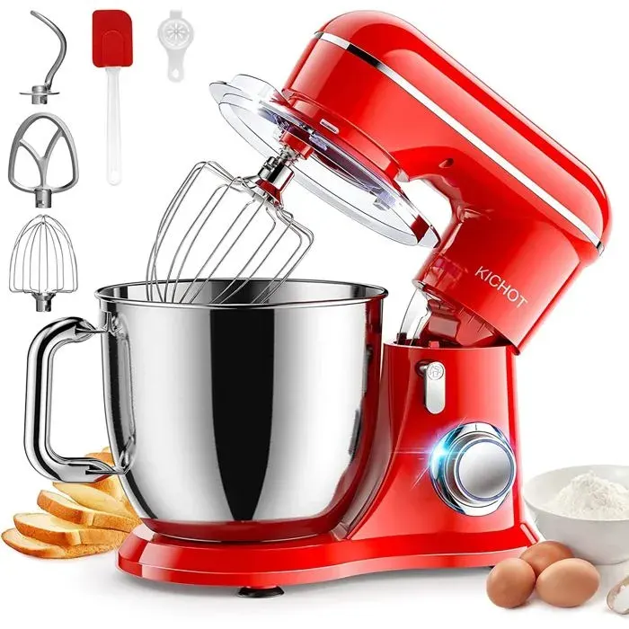 4.5L Robot Pâtissier1300W 10Vitesses Robot De Cuisine MultifonctionRobot Mixeur PâtisserieBol DAcier InoxydableFouet Batteur