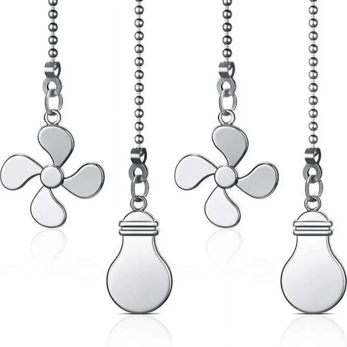 4 Chaînette ventilateur rallonge 30 cm métal antirouille forme ampoule et pale pour plafond et lampe .