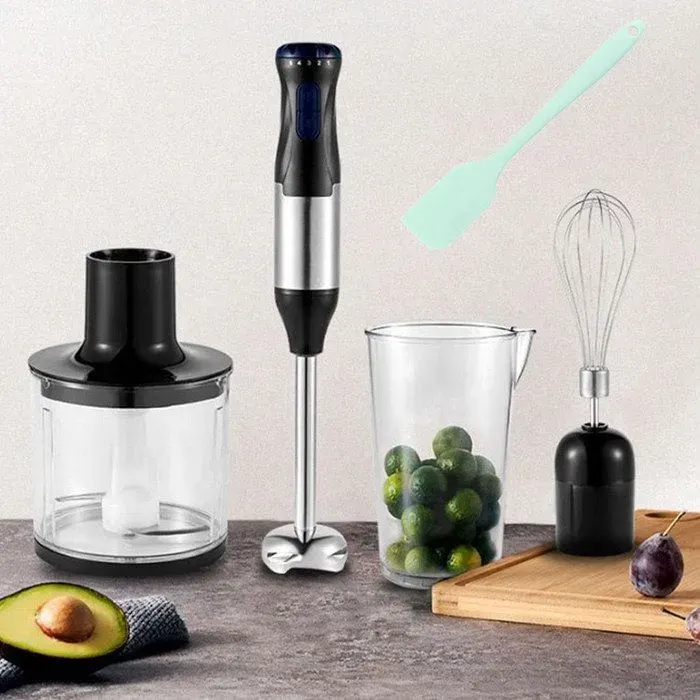 4 en 1 Mixeur Plongeant 1000W Mixeur Plongeur Multifonction 5vitesse Réglable Hachoir De 500ml Et Verre Doseur 700ml Sans BPA