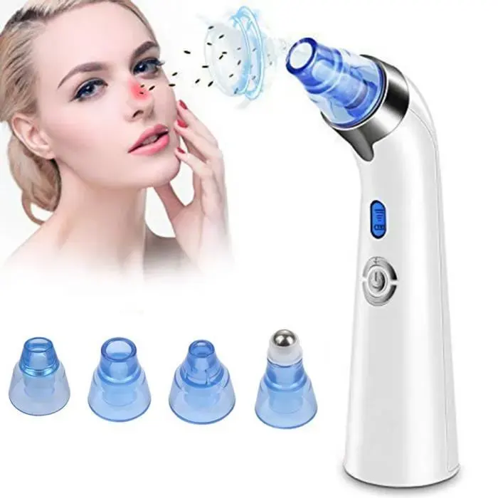 4 en 1 Nettoyage de visage Aspirateur point noir Pore visage Cleaner Blackhead Bleu
