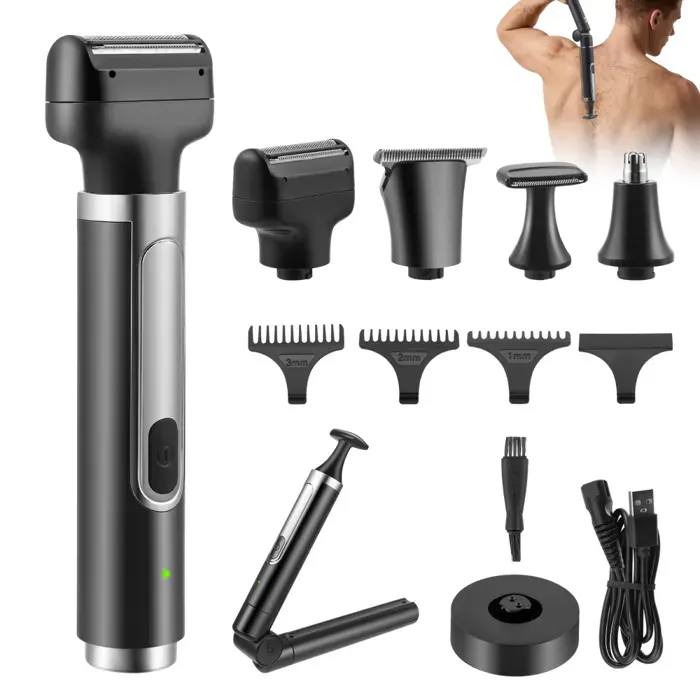 4 en 1 Rasoir électrique pour le dos pour hommes pour Le Dos tondeuse pour hommes avec poignée pliable tondeuse poils corporels
