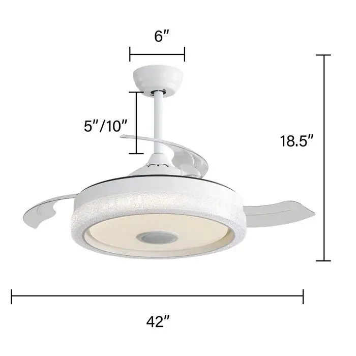 42 pouces moderne Stealth ventilateur de plafond 3 Lames ABS télécommande réversible moteur à courant continu avec