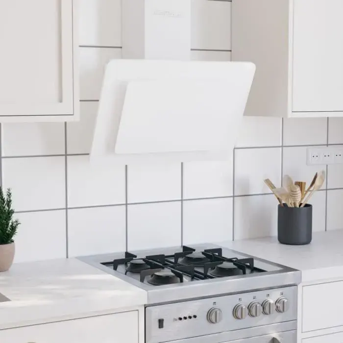 4306&JILI® MODERMNE Hotte décorative élégant Hotte aspirante murale 60 cm Acier inoxydable et verre trempé Blanc - professionnelle