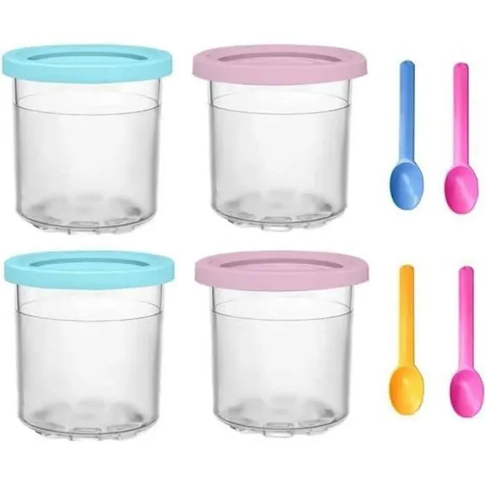 4PièCes Tasses de Pintes de CrèMe GlacéE pour Pot de Stockage de Remplacements de SorbetièRe de la SéRie NINJA- ICE CREAM YYV
