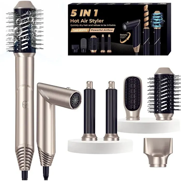5 En 1 Air Styler Et Sèche Cheveux Ionique Brosse Soufflante Airstyler Ionique Brosse Chauffante Brushing Boucleur A Cheveux Peigne