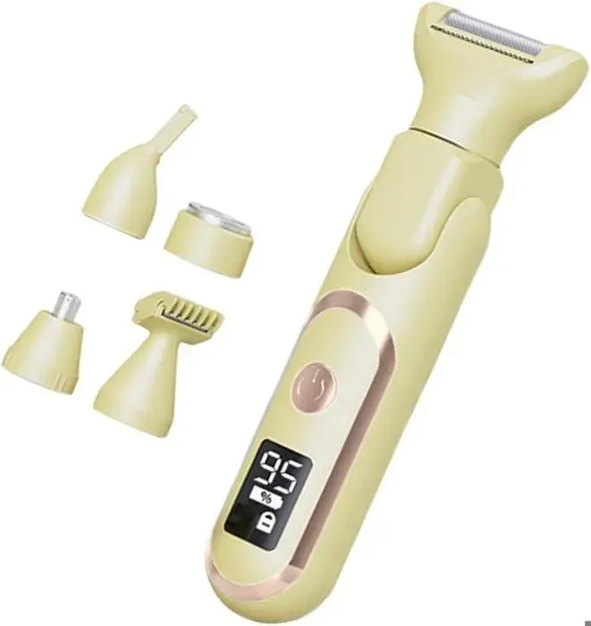 5 en 1 Épilateur électrique pour femme rasoir électrique étanche et indolore rechargeable (beige)
