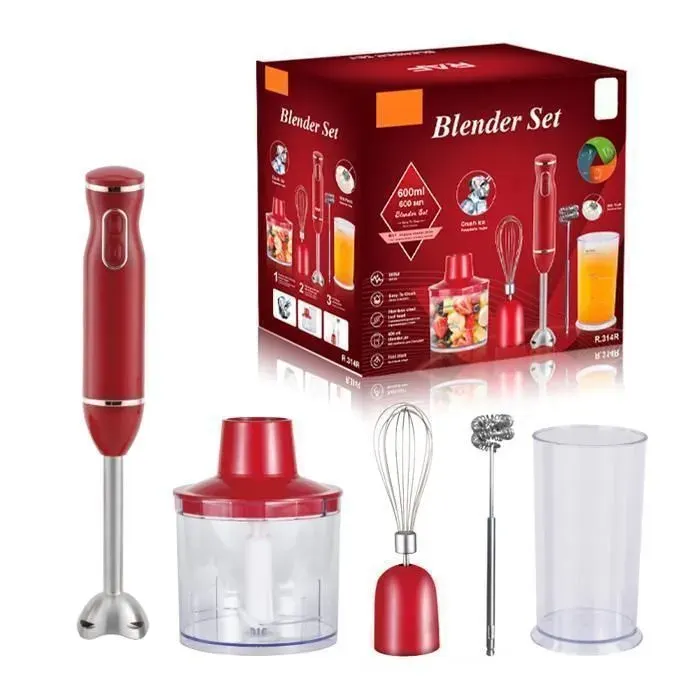 5-en-1 Mixer Plongeur - Mixeur Plongeant -800W -2 types de réglage de la vitesse - Hachoir de 500ml et Verre Doseur 600 ml