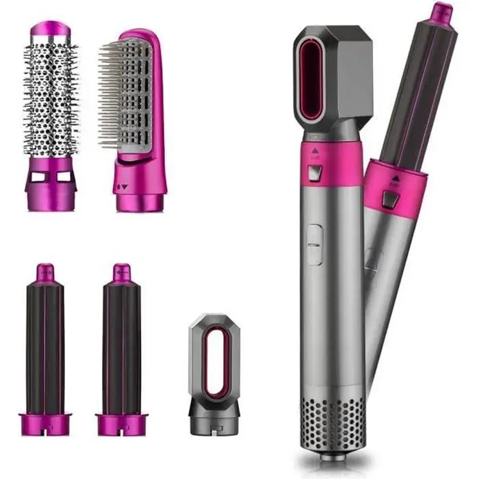 5 En 1 Multifonctionnel Sche-cheveux Peigne Air Chaud Styler Peigne Avec YOKULI Bote De Rangement Bleu