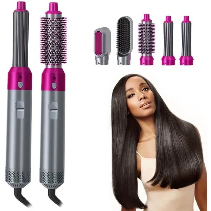 5 en 1 sèche-cheveux brosse et volumateur Fer à friser avec brosse à cheveux amovible brosse à air chaud