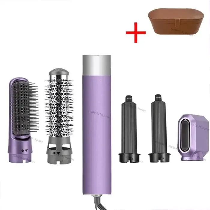 5 en 1 Seche Cheveux ensemble de peignes chauds fer à friser professionnel lisseur cheveux outil de coiffure ménage Purple Set 1