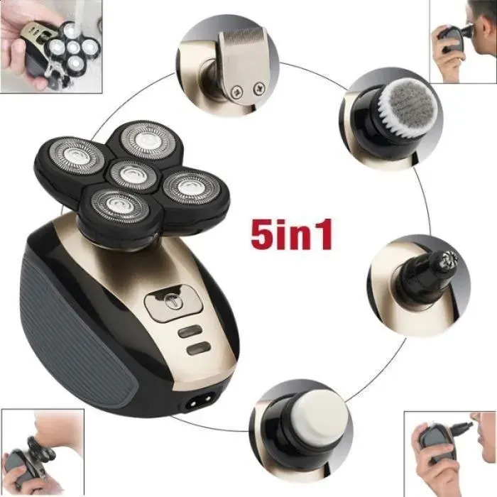 5 en 1 Tondeuse Barbe/Cheveux/Nez-Oreilles Electrique Homme Barbes Rasoir Impermeable Couper Barbe Bras Nez Poils du Co ALIMENTAIRE
