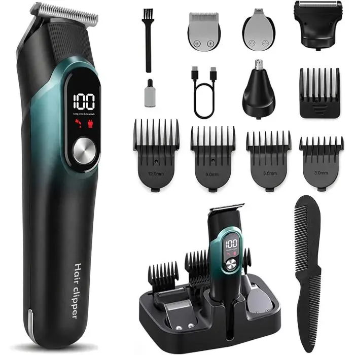 5 En 1 Tondeuse Cheveux Hommes Rasoir Electriques Tondeuse Barbe Homme Tondeuse À Nez Finition Sans Fil Rasoir Tondeuse Tonde