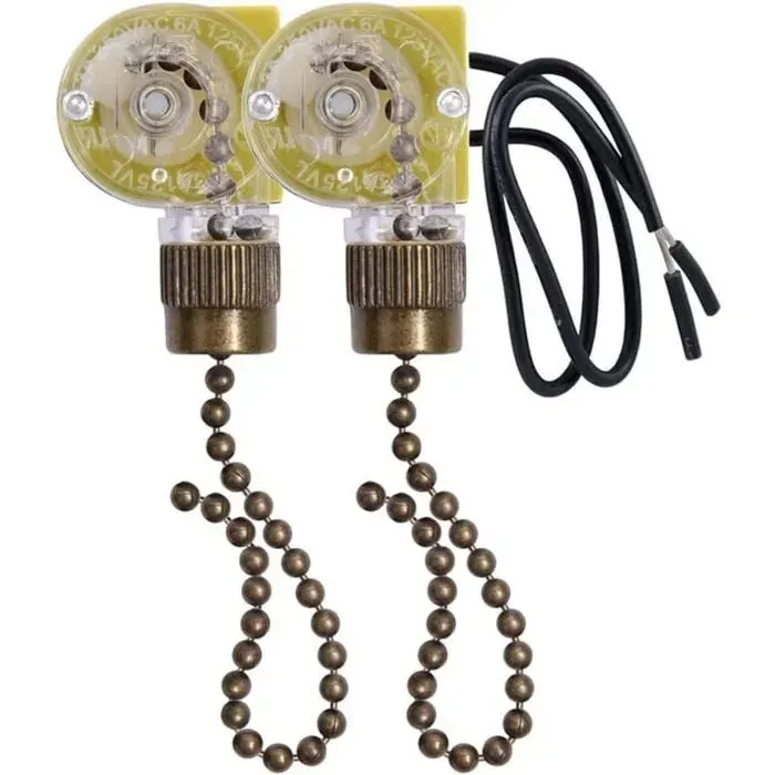 5 pcs interrupteur lumière ventilateur plafond ZE-109 à cordon traction Label