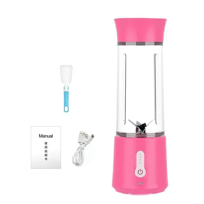 500ML Mini Blender Smoothie Portable Shaker Rechargeable USB Mini Blender Electrique Fresh Juice Pour Camping Fitness rose rouge