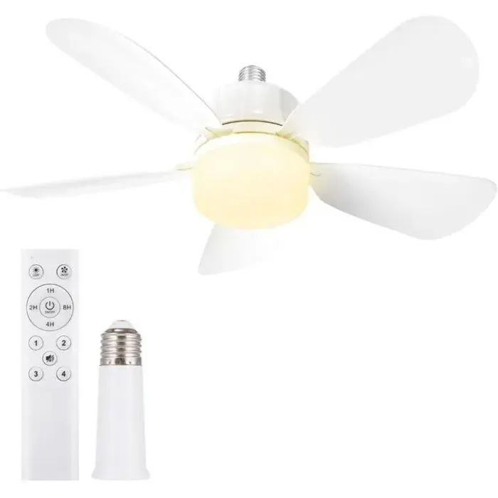 50CM Ventilateur à Douille avec E27 Base Ventilateur à Douille à Lumière LED pour Salle de Bain Cuisine Chambre et Garage 1 Pa