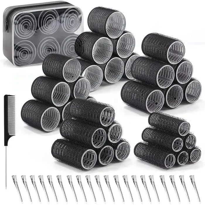 52 Pièces Bigoudis Cheveux Set30 Rouleaux Cheveux Chauffant Heatless Curling avec 5 Tailles 60mm 48mm 36mm 25mm 15mm FER A FRISER