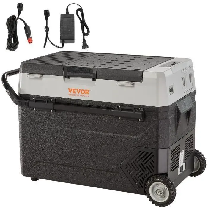 53 L Glacière Électrique Portable - VEVOR - Réfrigérateur de Voiture Double Zone - 06 kW.h -20 °C à 10 °C Réglable