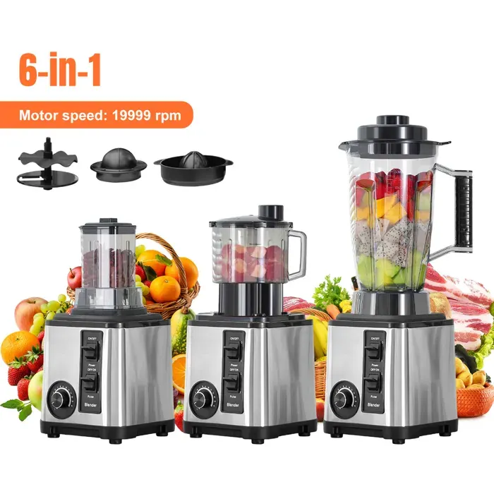 6 en 1 Blender 3 L- 2000W Blender Mixeur - 15 Vitesses - 20000RPM -Sans BPA Blender - lames acier inoxy - Blender multifonction