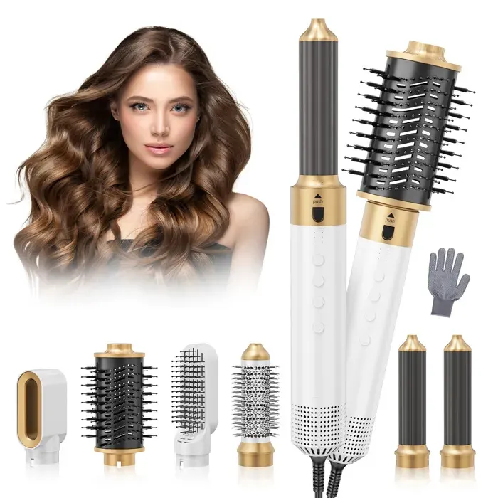 6 en 1 Hair Styler Air Styler Seche Cheveux Sèche-cheveux Brosse Soufflante Appareils et 0utils de Boucles Sèches 3 Vitesse